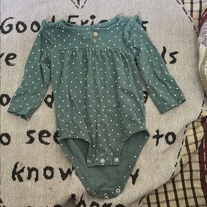 Carter's Teal Baby Onesie with White Dots